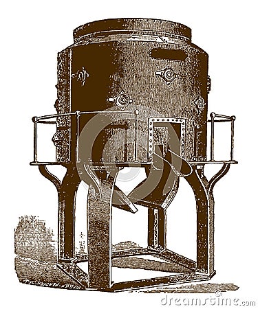 Historical cupola furnace for melting iron Vector Illustration